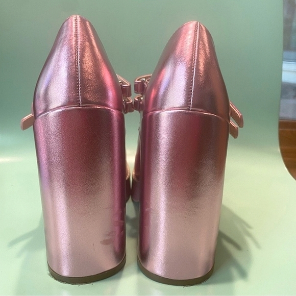 Steve Madden Twice Mary Jane Metallic Pink Platform Pumps Women's Sz 6.5 - Picture 3 of 7